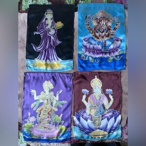 Set of Hand Painted Silk Wall Hangings or Banners